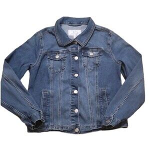 TIME AND TRU Denim Jacket Womens S 4/6 Blue Stretch Denim Jacket